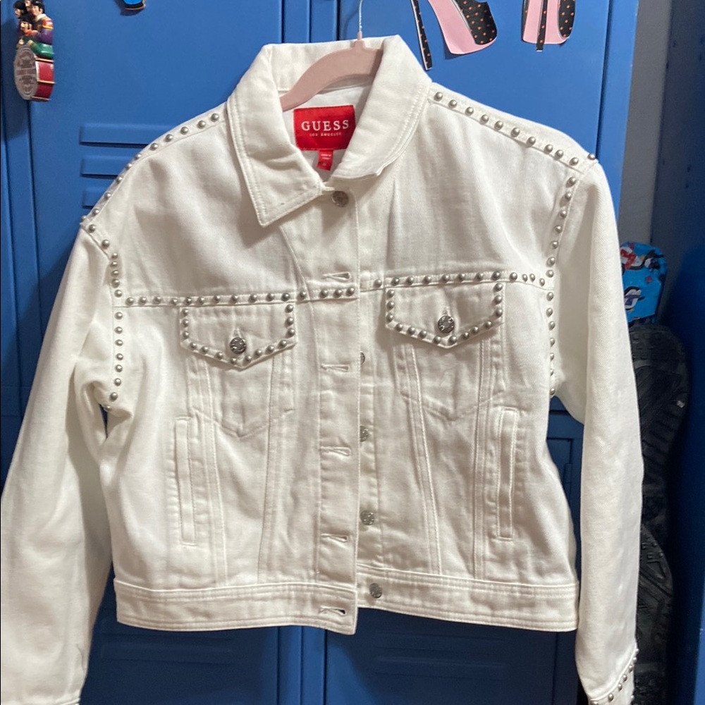 Guess White Studded Denim Jacket
